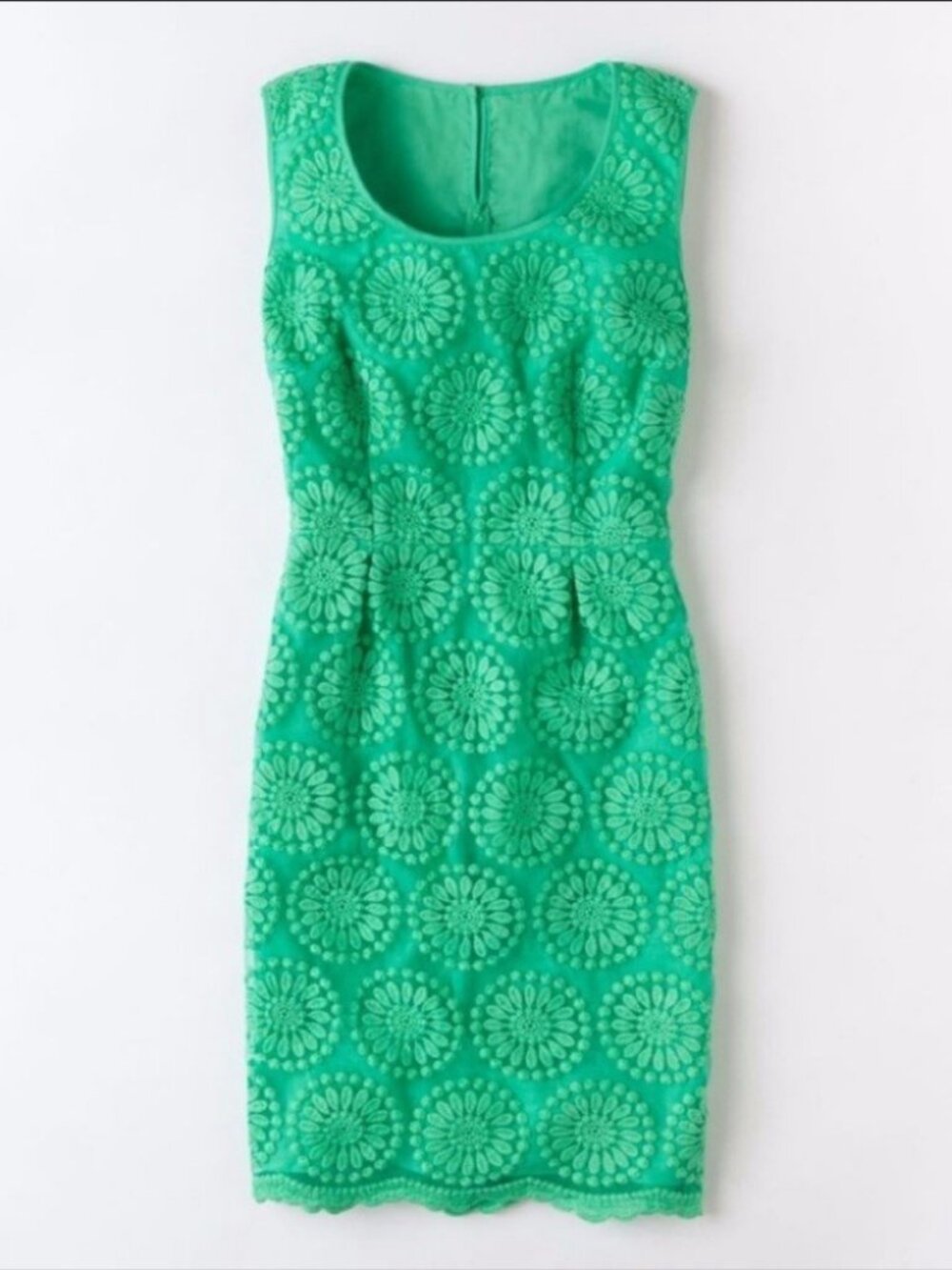 Boden Organza Embroidered Floral Lace Green Sheath Cocktail Dress